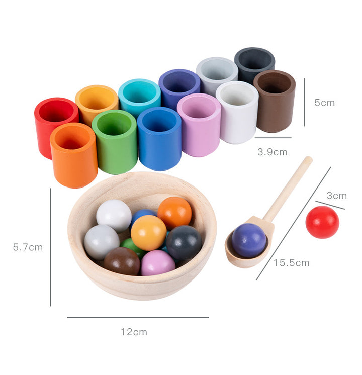 Lernspielzeug Holzfarbschale und Kugeln